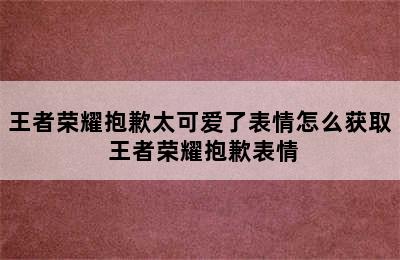 王者荣耀抱歉太可爱了表情怎么获取 王者荣耀抱歉表情